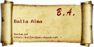 Balla Alma névjegykártya