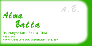 alma balla business card